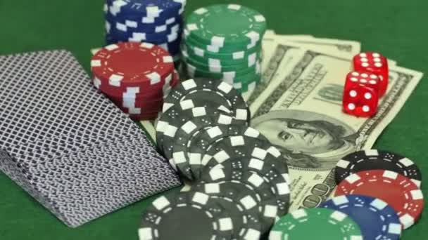 Poker kolekce na stole — Stock video