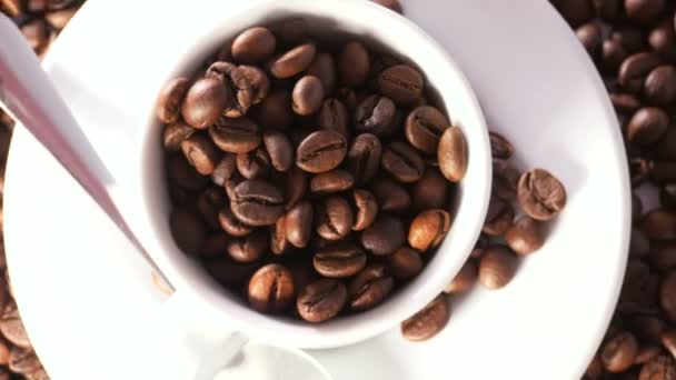 Чашка кавових зерен — стокове відео