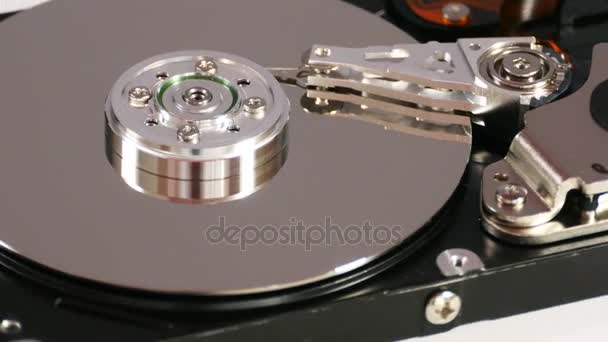 Closeup of hard disk drive — Stock Video