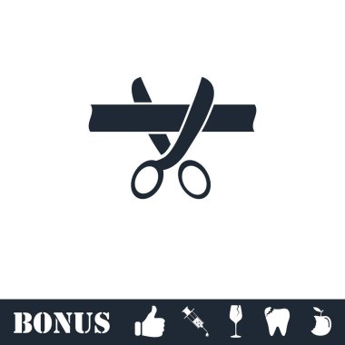 Makas kesim kurdele simgesi düz