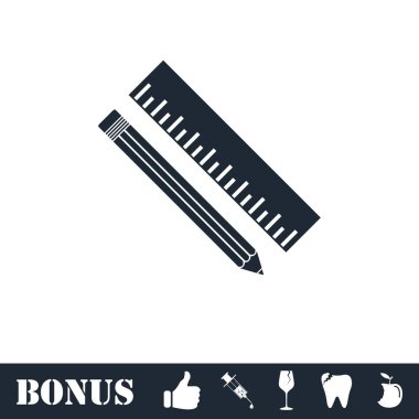 Düz cetvel ve kalem simgesini