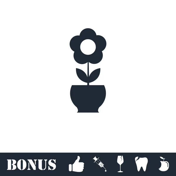Flower pot icon flat — Stock Vector