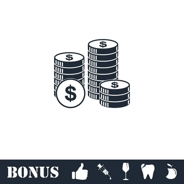 Dolarów pieniądze monety ikona płaskie — Wektor stockowy