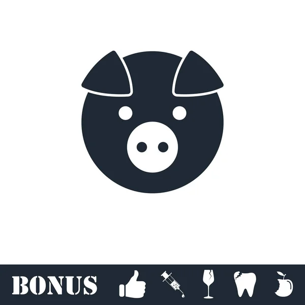 Icono de cerdo plano — Vector de stock
