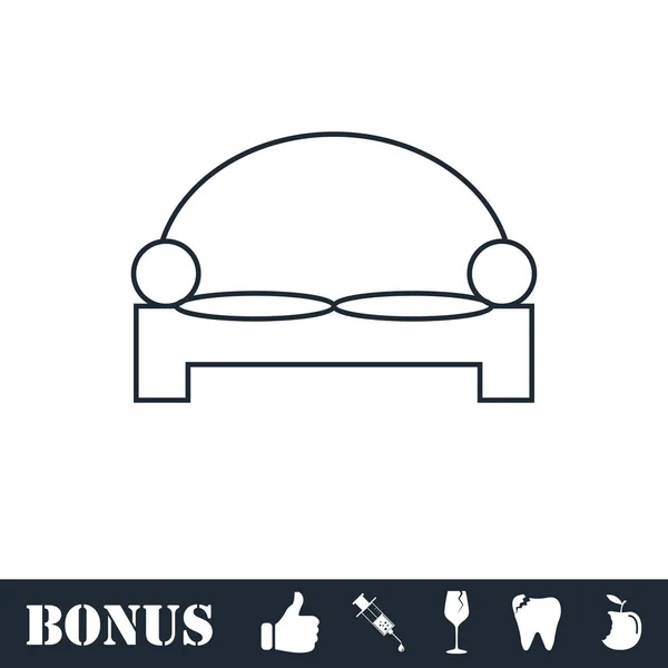 Icono de cama plano — Vector de stock