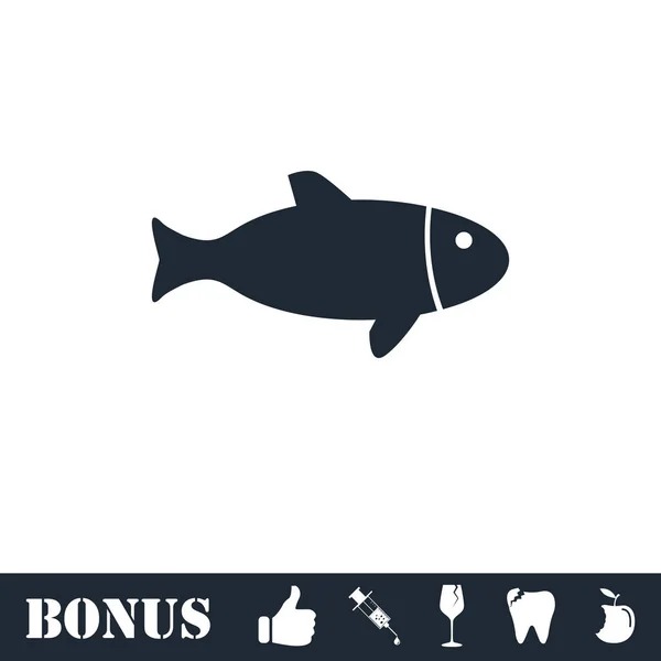 Icono de pescado plano — Vector de stock