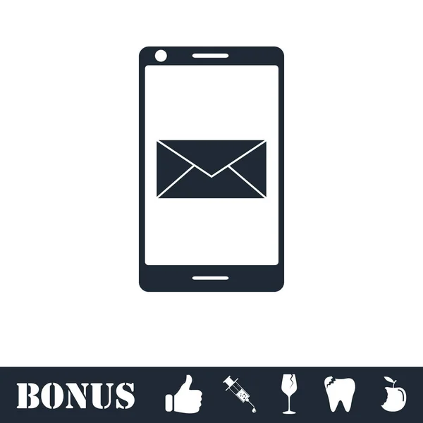 Smartphone email of sms pictogram plat — Stockvector