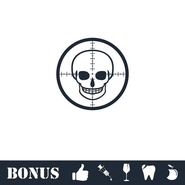 Sniper skull icon flat — Stock Vector