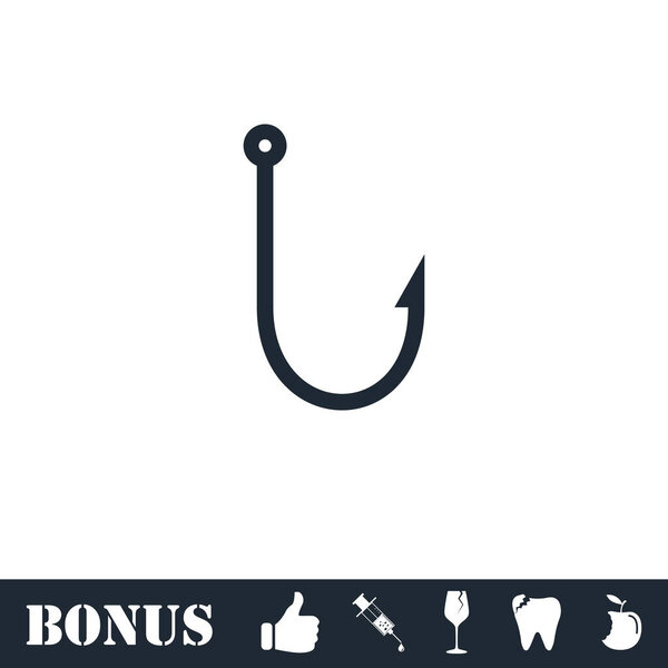 Fishing hook icon flat