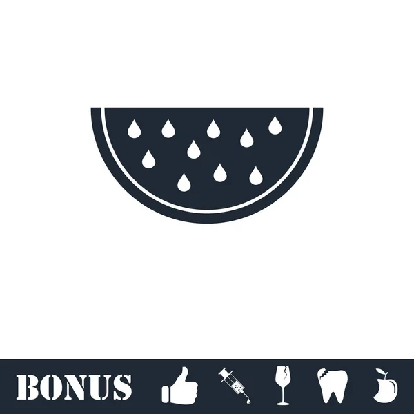 Watermeloen pictogram plat — Stockvector