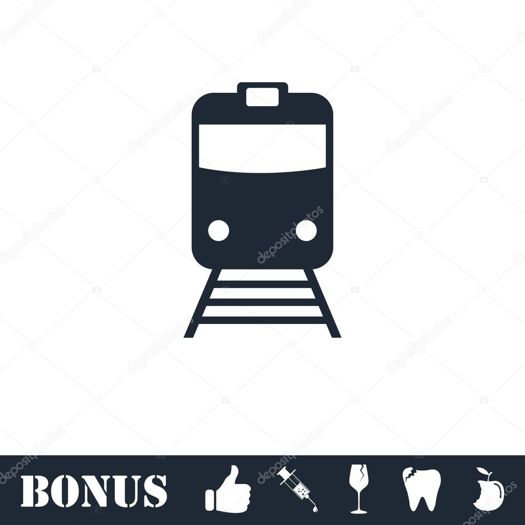 Train icon flat. Vector illustration symbol and bonus pictogram
