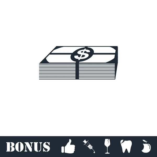 Bundel geld pictogram plat — Stockvector