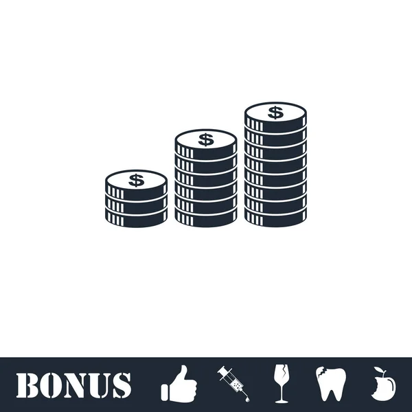 Monety ikona płaskie — Wektor stockowy