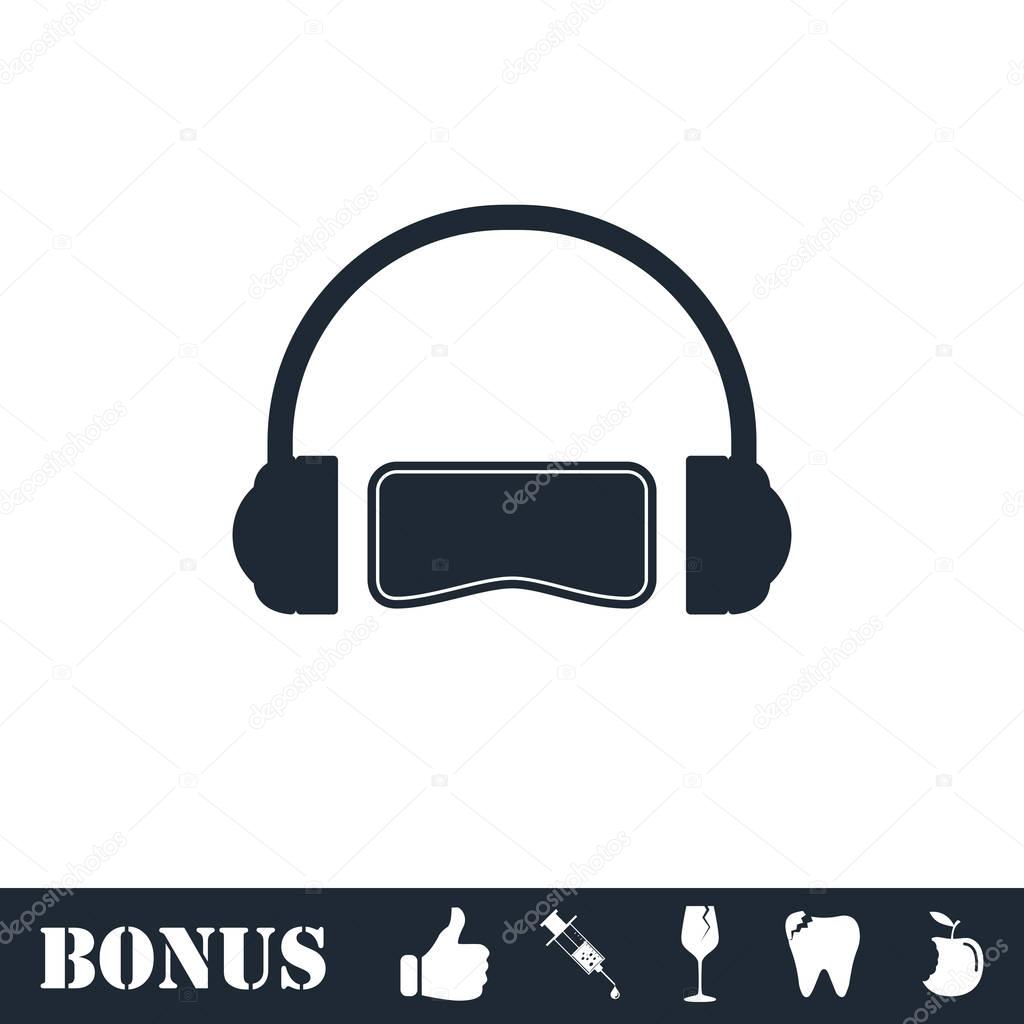 Virtual reality icon flat. Vector illustration symbol and bonus pictogram