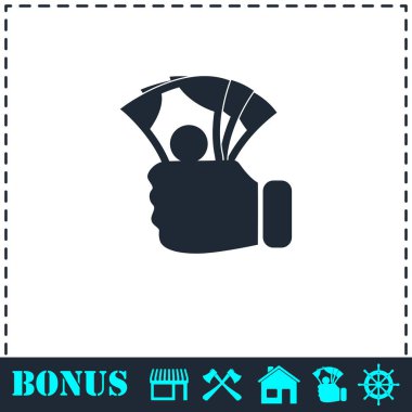 Para simgesi düz tutan el