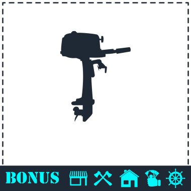 Motorlu tekne motor simgesi düz