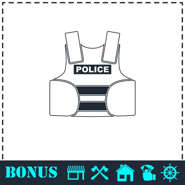 警察防弹片夹克或防弹背心图标平 — 图库矢量图片