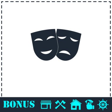 Festive masks icon flat clipart