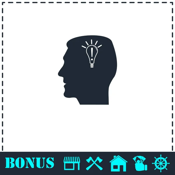 Icono de idea principal plano — Vector de stock