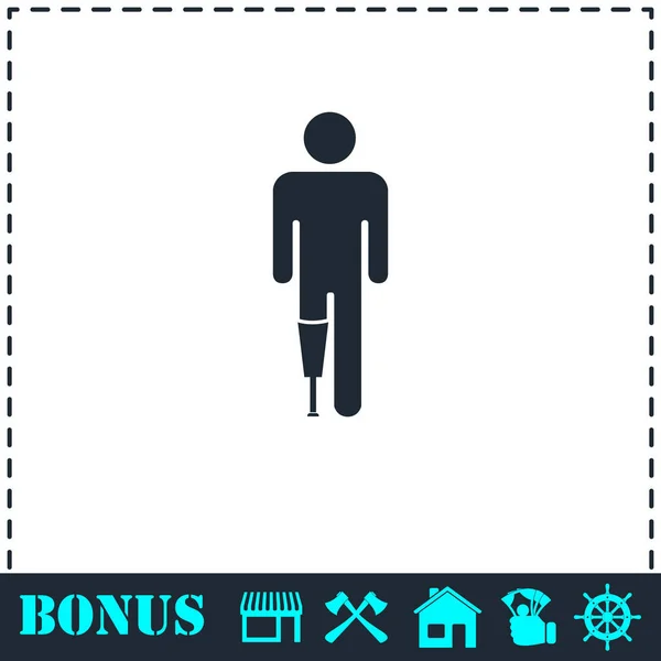 Person with foot prosthesis icon flat — Stock Vector