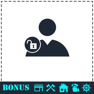 Kişi kilit simgesi düz