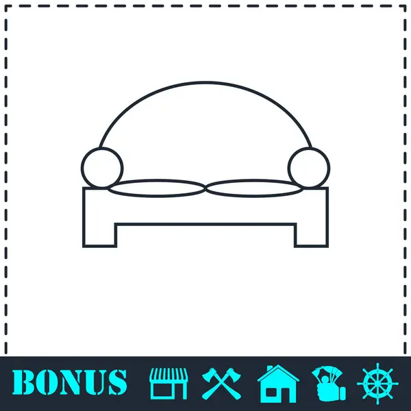 Icono de cama plano — Vector de stock