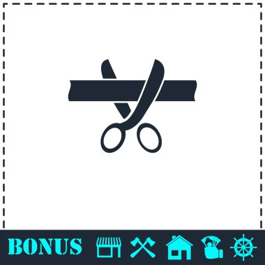 Makas kesim kurdele simgesi düz