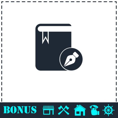 Kitap yazma simgesi düz