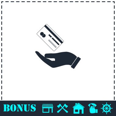 El ve kredi kartı simgesi düz