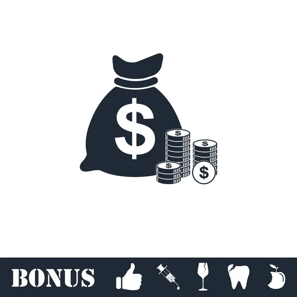 Ícone Dinheiro Plano Símbolo Ilustração Vetorial Pictograma Bônus —  Vetores de Stock