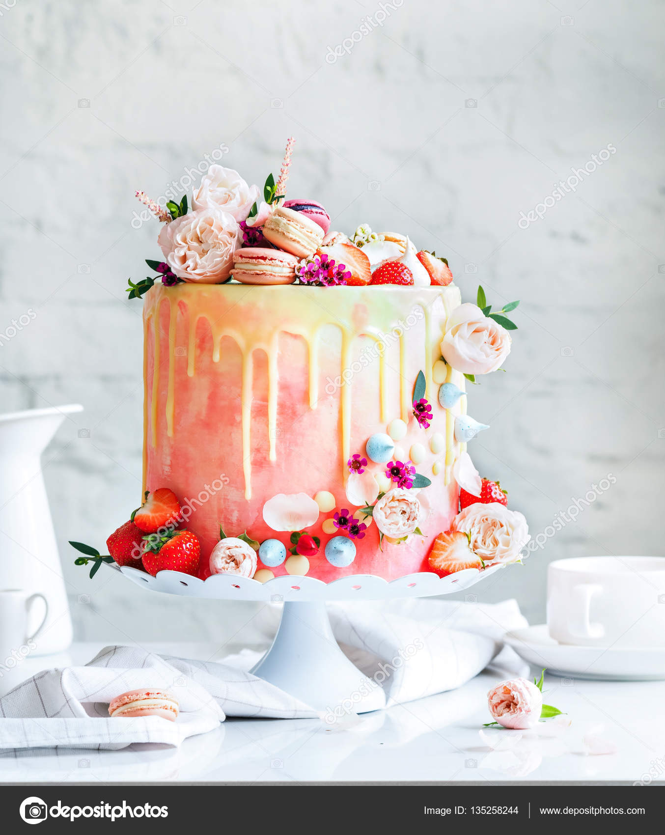 Wedding Cake With Flowers Stock Photo C Svmelnikoff 135258244