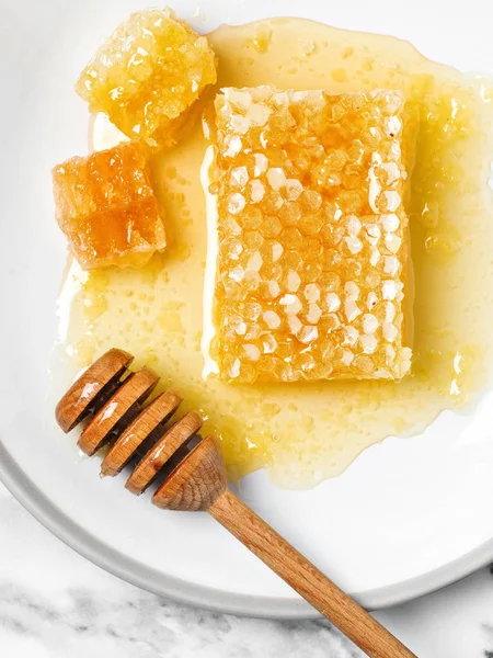 꿀과 꿀벌 셀 — 스톡 사진