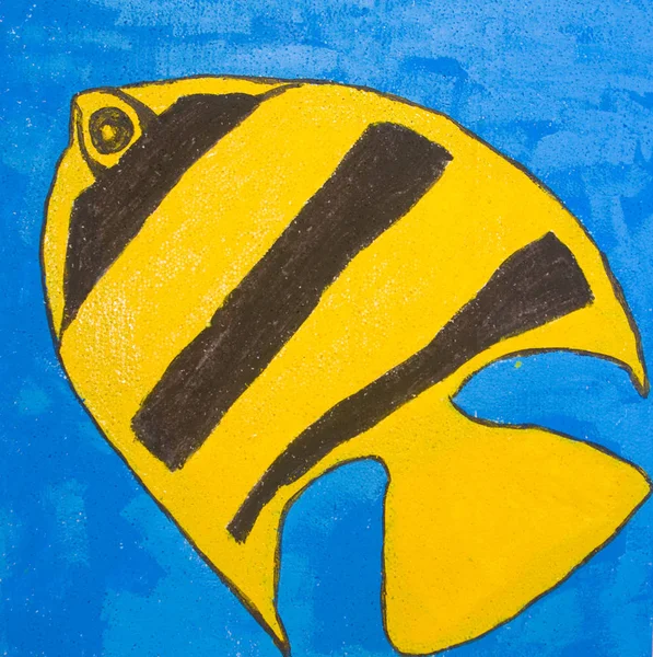 Жовто чорна риба, живопис — стокове фото