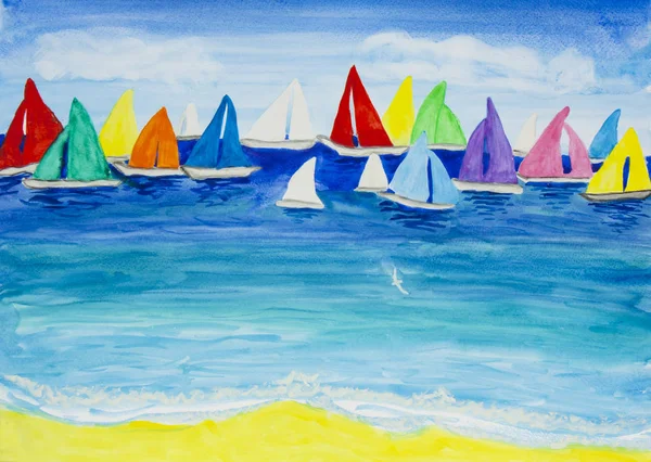Multicolor regatta one — Stock Photo, Image