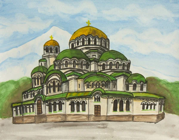 Alexander Nevsky kathedraal in Sofia, Bulgarije, schilderen — Stockfoto