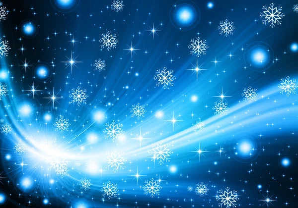 Snowflakes and stars descending on background — Stock Photo, Image