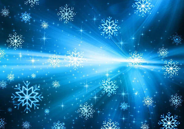 Snowflakes and stars descending on background — Stock Photo, Image