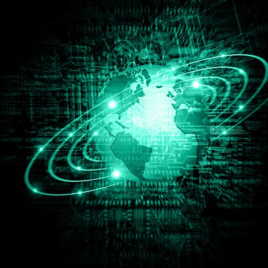 En iyi Internet kavramı küresel iş. Teknolojik arka plan. Sembolleri Wi-Fi, Internet, televizyon, telefon ve uydu iletişim ışınları