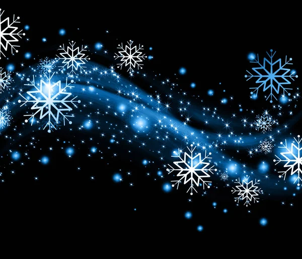 Sneeuwvlokken en sterren dalen op de achtergrond — Stockfoto