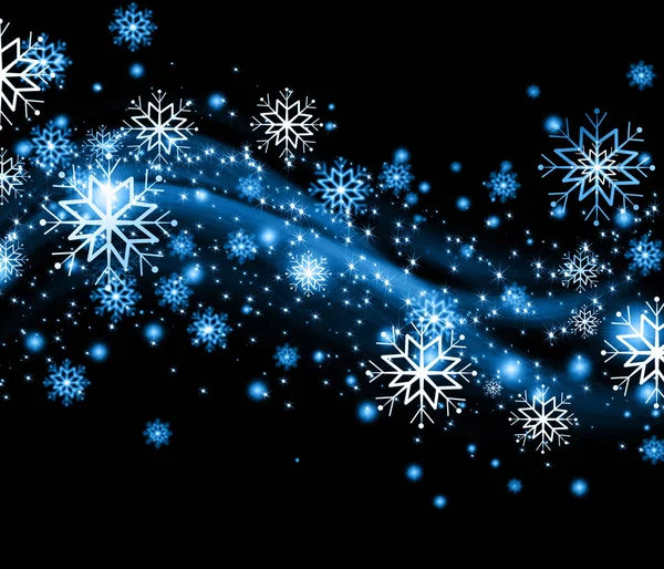 Sněhové vločky a hvězdy klesající na pozadí — Stock fotografie