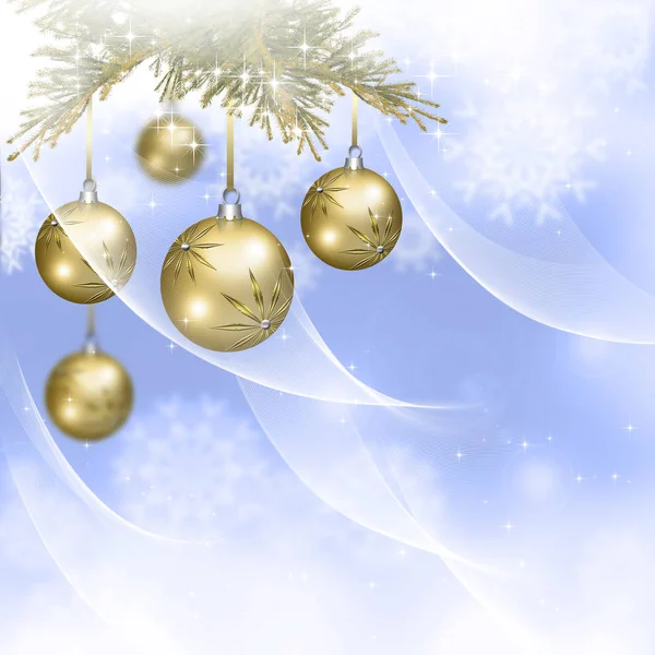 Sfondo con palline d'oro di Natale — Foto Stock