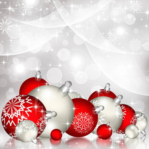 Рождественский красный фон с шариками — стоковое фото