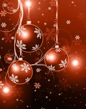 Christmas kırmızı arka plan ile topları