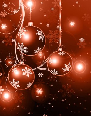 Christmas kırmızı arka plan ile topları