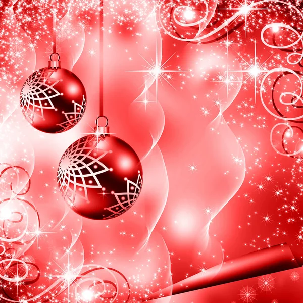 Різдвяний червоний фон з кульками — стокове фото
