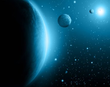 Dünyadan Uzaya. Kavram serisinden küresel iş dünyasının en iyi internet kavramı. Bu görüntünün elementleri NASA tarafından döşenmiştir. 3B illüstrasyon