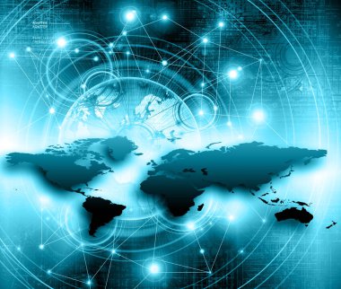 En iyi Internet kavramı küresel iş. Teknolojik arka plan. Sembolleri Wi-Fi, Internet, televizyon, telefon ve uydu iletişim ışınları
