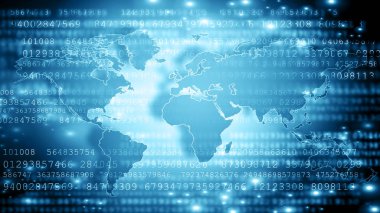 Dünya Haritası üzerinde teknolojik bir arka plan