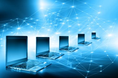 En iyi Internet kavramı küresel iş. teknolojik arka plan üstünde laptop. Elektronik, Wi-Fi, ışınları, simge Internet, televizyon iletişim