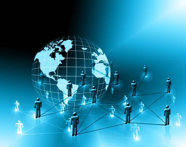 Global iş dünyasının en iyi internet kavramı. Küre, teknolojik arka planda parlayan çizgiler. Wi-Fi, ışınlar, semboller İnternet, 3 boyutlu illüstrasyon